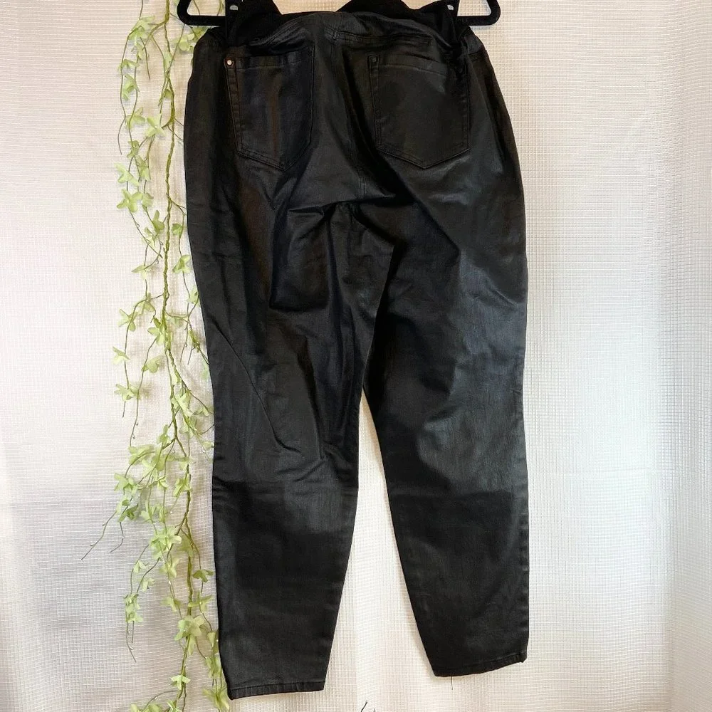 Motherhood Plus Size Indigo Blue Coated Skinny Leg Ankle Pant Black 1X - Picture 6 of 13